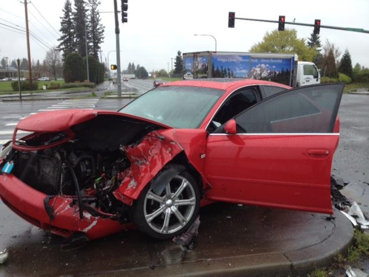 A man who was allegedly eluding police caused a crash on state Highway 503 and Northeast Padden Parkway on Thursday, police said.