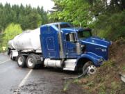 A Puyallup man was seriously injured Wednesday when he lost control of his Honda Civic and hit a semi on state Highway 14 near Stevenson.