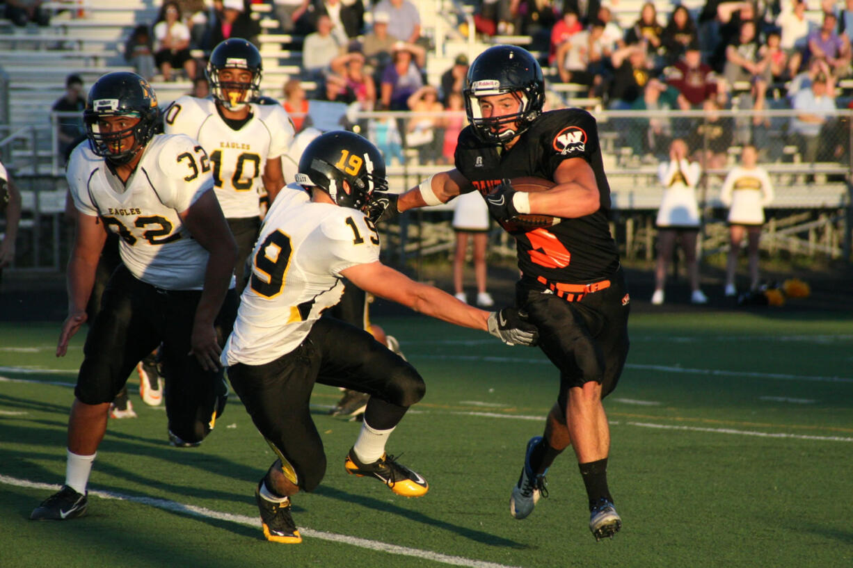 Sam O'Hara makes a run for the end zone for the Washougal football team Friday, at Fishback Stadium.