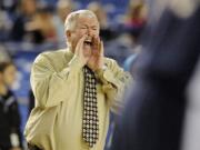 Head girls basketball coach Al Aldridge of Prairie High School yells to his team during a game against Kennedy Catholic Thursday March 3, 2011 at the 2011 Hardwood Classic 3A Girls State Basketball Championships at the Tacoma Dome in Tacoma, Washington.