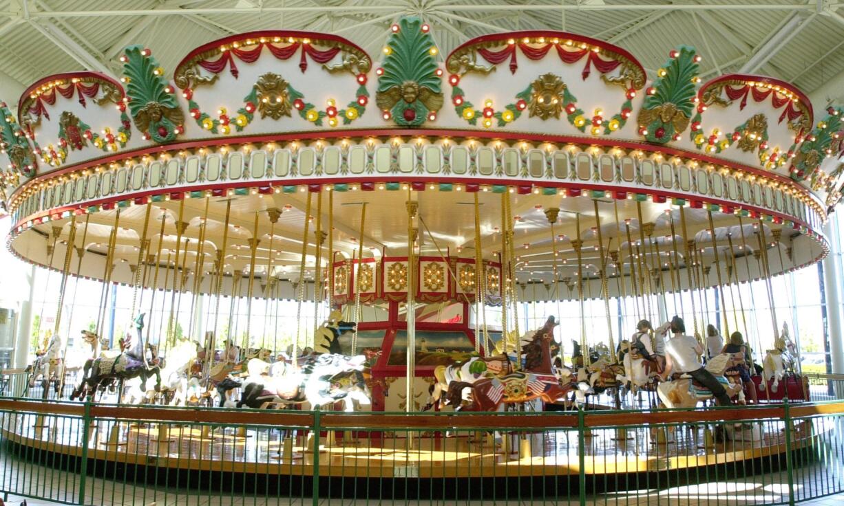 The carousel at the Jantzen Beach Center, seen in 2003, has been missing since it was moved from the mall renovation in 2012.