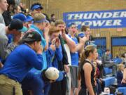 Battle Ground&#039;s Morgan Stradley prepares to inbound the basketball in front of the Mountain View student section during a 4A District 4 Tournament game Tuesday at Mountain View.