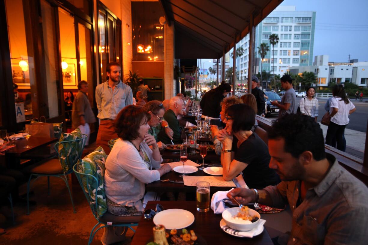 Diners enjoy a meal at Leona restaurant in Venice, Calif. Southern California is one of the fastest-growing regions for restaurants in the nation.