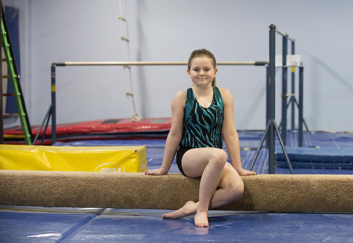 La Center senior Ashley Helmold is pictured before practice Wednesday night, Feb. 17, 2016 at VEGA Gymnastics in Camas.