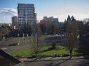 Seen facing south, Block 10 is the last remaining vacant full city block at the heart of downtown Vancouver. It&#039;s bordered by Columbia, Washington, Eighth and Ninth streets.