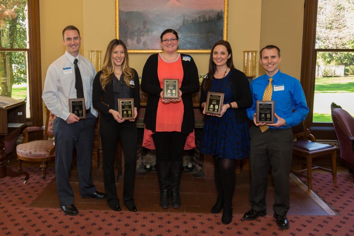 Nominees for the 2016 Marshall Public Leadership Award are, from left, Craig Ebersole, Jessica Tijerina-Turpeinen, Chelsea Chunn, Paige Spratt and Scott Schachterle.