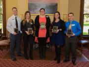 Nominees for the 2016 Marshall Public Leadership Award are, from left, Craig Ebersole, Jessica Tijerina-Turpeinen, Chelsea Chunn, Paige Spratt and Scott Schachterle.