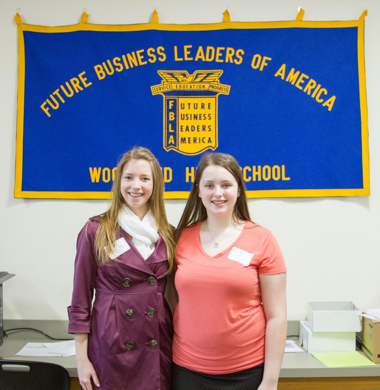 Woodland: Karin Taylor, left, and Megan Jones participated in the Future Business Leaders of America conference at Woodland High School.