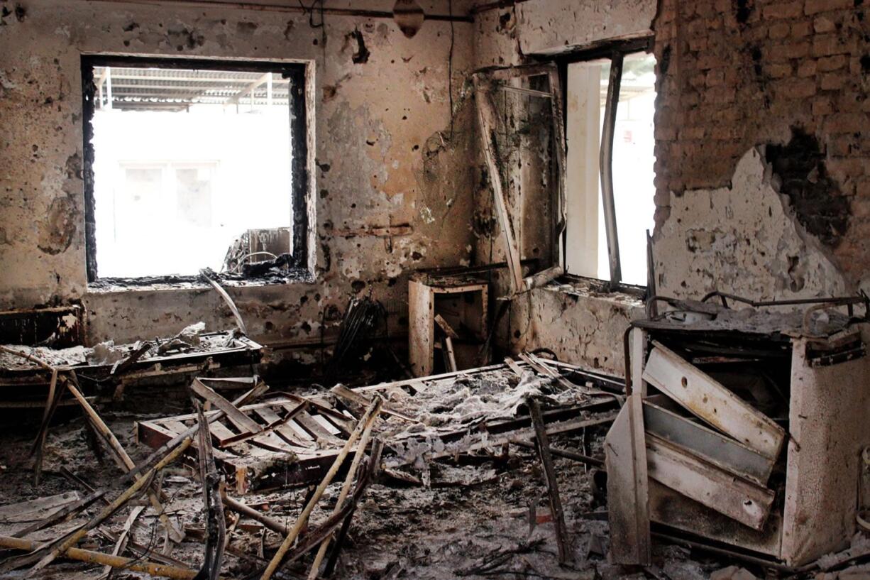 The charred remains of a hospital is seen Oct. 16, 2015, after it was hit by a U.S. airstrike in Kunduz, Afghanistan. The U.S. military is paying hundreds of thousands of dollars to wounded survivors and relatives of the 42 Afghans killed when an American AC-130 gunship attacked a hospital run by Doctors Without Borders, which says the &quot;sorry money&quot; doesn&#039;t compensate for the loss of life.