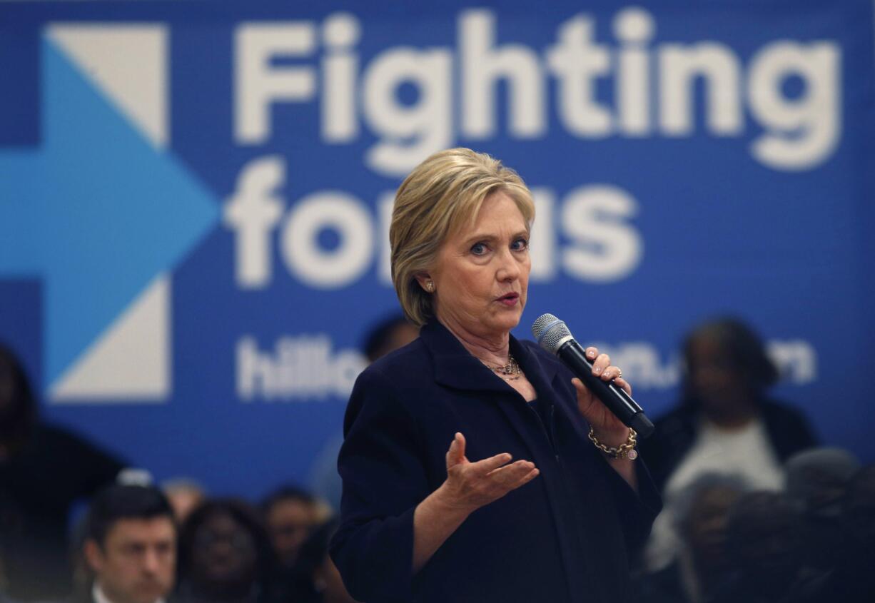 Democratic presidential candidate Hillary Clinton speaks at a town hall style campaign event at the Williamsburg County Recreation Center in Kingstree, S.C., on Thursday.