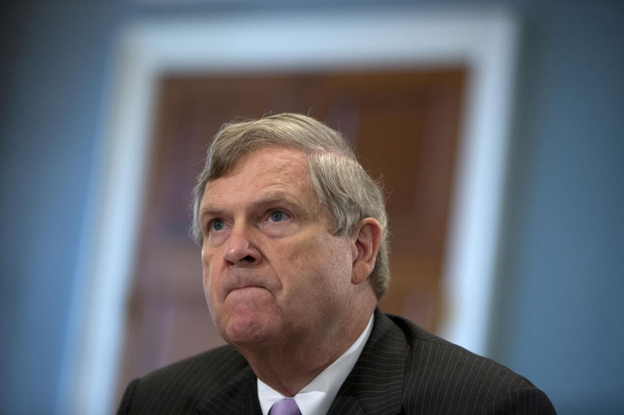 FILE - In this Oct. 7, 2015 file photo, Agriculture Secretary Tom Vilsack, pauses as he testifies on Capitol Hill in Washington before the House Agriculture Committee hearing on the 2015 Dietary Guidelines for Americans.  Retailers that accept food stamps would have to start stocking a wider variety of healthy foods or face the loss of consumers under proposed rules expected to be announced by the Agriculture Department on Tuesday.