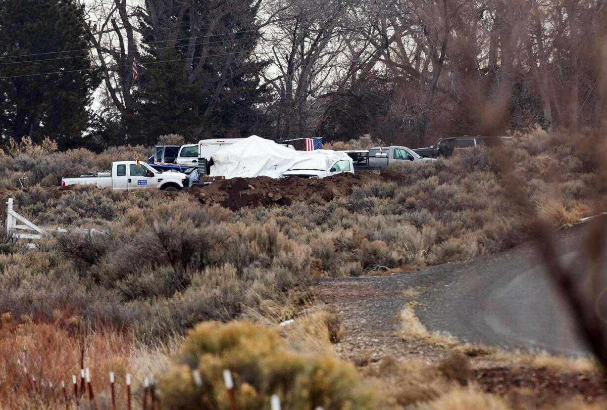 The campsite where the last four occupiers stayed is seen near the Malheur National Wildlife Refuge headquarters Friday outside Burns, Ore.