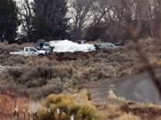 The campsite where the last four occupiers stayed is seen near the Malheur National Wildlife Refuge headquarters Friday outside Burns, Ore.