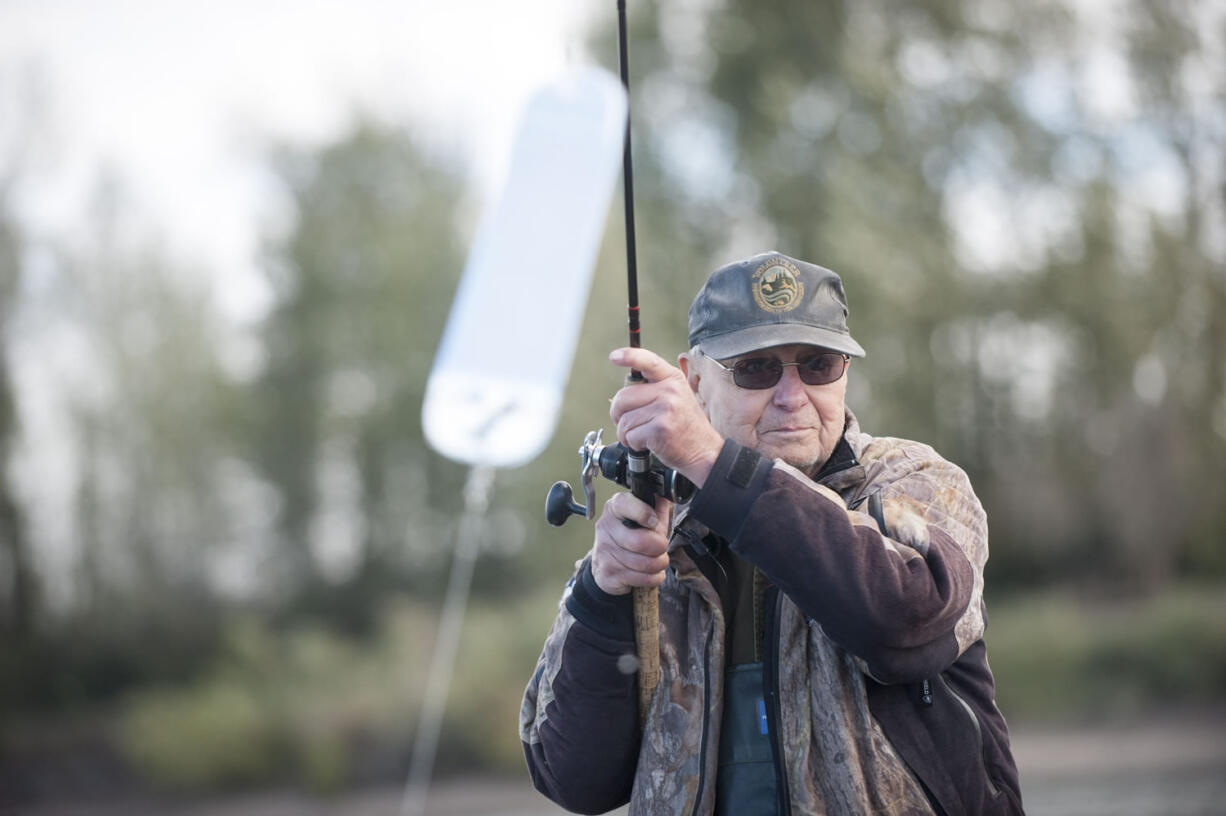 A rarity: Larry Snyder fishing with a Pro Troll flasher. He rarely used anything other than a herring and lead weight.