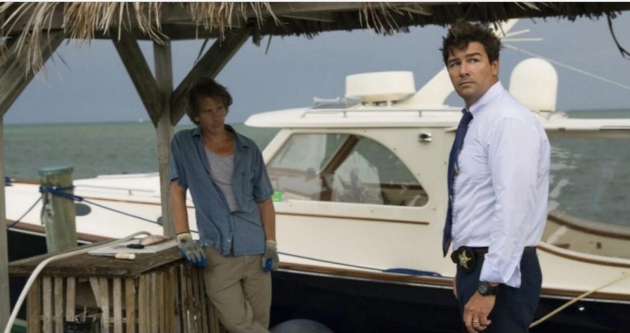 Ben Mendelsohn, left, and Kyle Chandler star in the Netflix series &quot;Bloodline,&quot; which takes place in Florida but uses the sounds of northern birds.