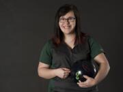 All-region bowler of the year Shannon Bliquez with her bowling ball in Vancouver, Thursday March 10, 2016.