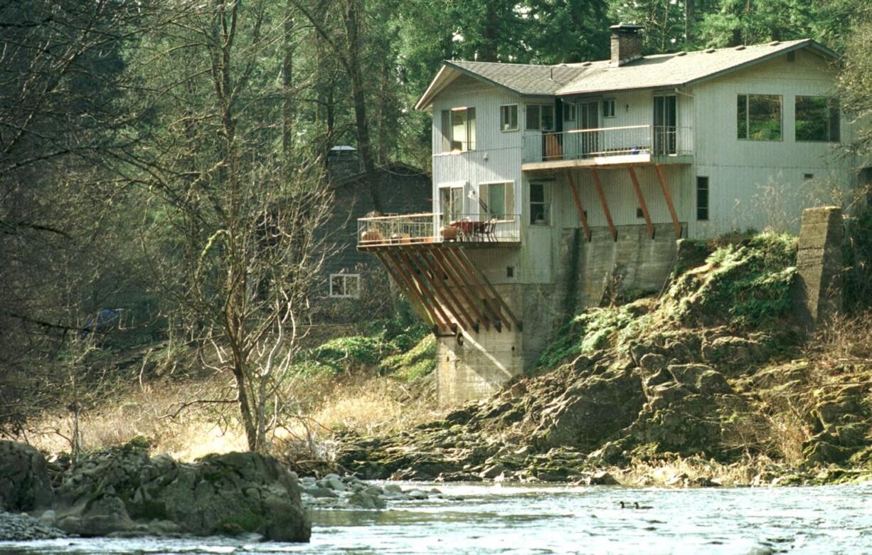 Bob and Pat Jones live in a house built on the concrete foundation of the old power plant from the hydroelectric dam on the Washougal River, which was blown up in 1947.