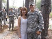 Colleen Czaplicki poses with son Sgt. John Kyle Daggett at his Army Ranger graduation.