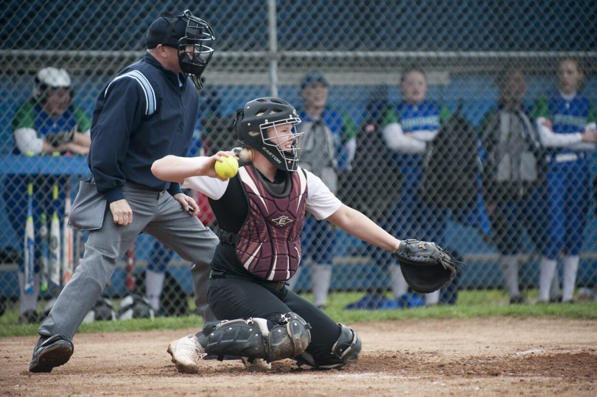 Softball player Jessica Flanagan of Woodland plays in a game at Mountain View High School in Vancouver Monday March 28, 2016.