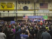 Democratic presidential candidate Bernie Sanders speaks at Hudson's Bay High School in Vancouver Sunday March 21, 2016.