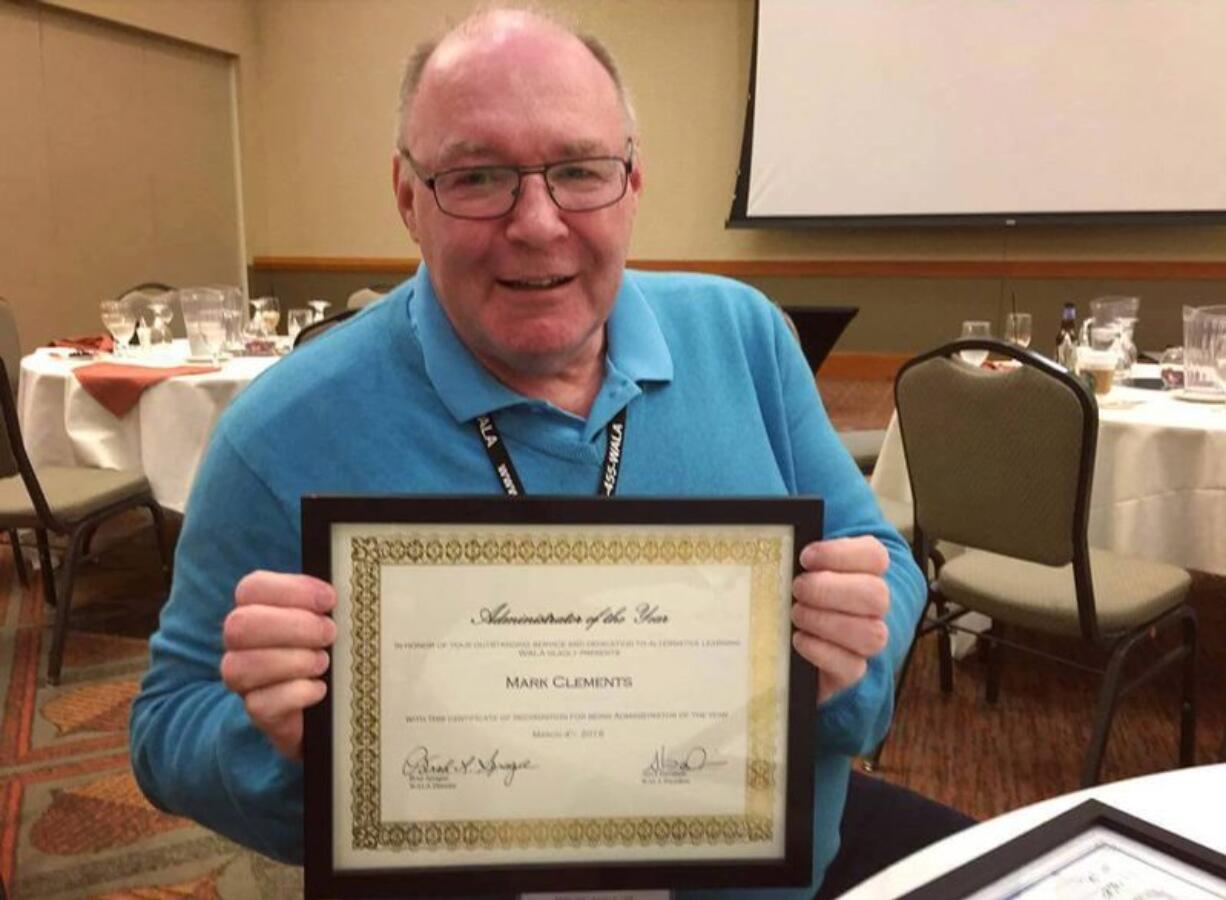 Battle Ground: Mark Clements, principal of River HomeLink, is the Washington Alternative Learning Association&#039;s administrator of the year.