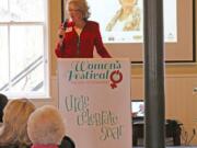 Hudson&#039;s Bay: Patty DeDominic, a lifetime achievement award recipient, speaks at the Women&#039;s Festival Pacific Northwest.