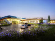 An artist&#039;s rendering of the Cowlitz Tribe&#039;s $510 million casino-resort project under construction along Interstate 5.