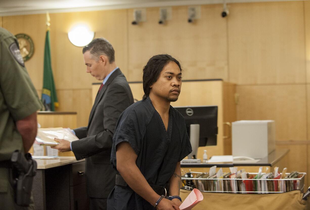 Jacky Chan Karuo appears in Clark County Superior Court on Sept. 2, after allegedly fatally stabbing Vancouver Police Department K-9 Ike. Karuo pleaded guilty Friday to multiple charges, including harming a police dog and first-degree malicious mischief with a deadly weapon, and was sentenced to 50 months in prison.