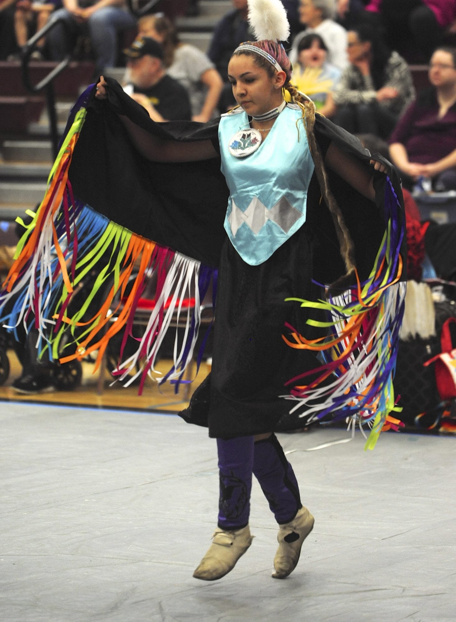 Kat McAllister, 15, was one of two head dancers at Saturday&#039;s Traditional Pow Wow at Covington Middle School after attending and dancing at the event since she was a child.