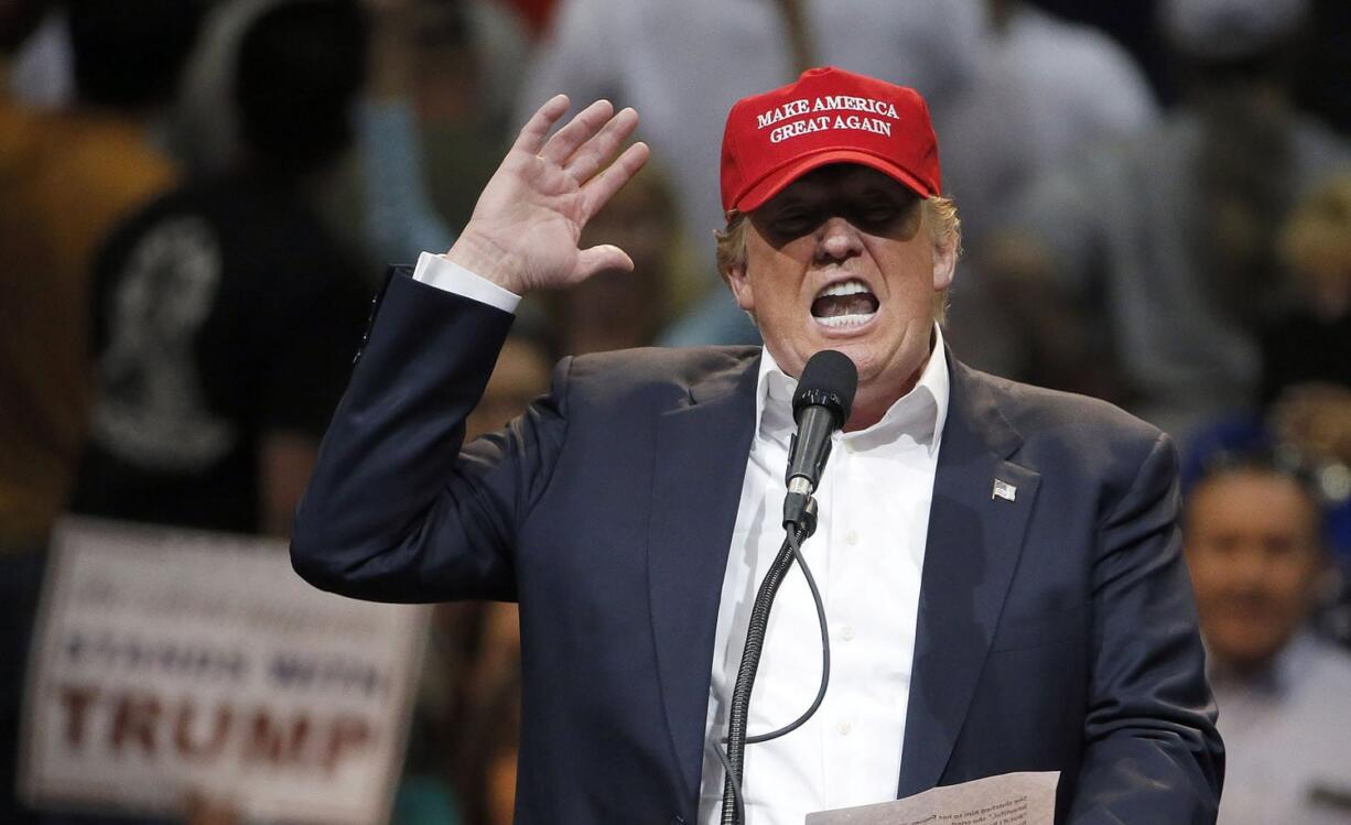 Republican presidential candidate Donald Trump speaks during a campaign rally in Tucson, Ariz.(AP Photo/Ross D.