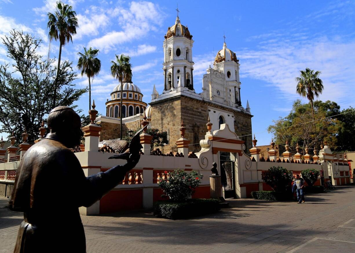 The Santuario de Nuestra Senora de la Soledad, the Sanctuary of Our Lady of the Solitude, was built in a mix of styles including Byzantine and neoclassical, in Tlaquepaque, a historic suburb of Guadalajara, Mexico.