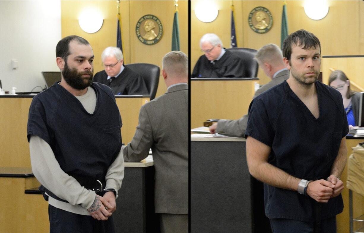 Anthony Shierer, left, and Joseph Cunningham appeared in court Friday to face charges associated with an early morning shooting Thursday near Washington Elementary School.