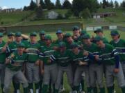 The Mountain View baseball team poses for a photo after clinching the 4A Greater St. Helens League title with a 3-0 win over Camas on Friday.