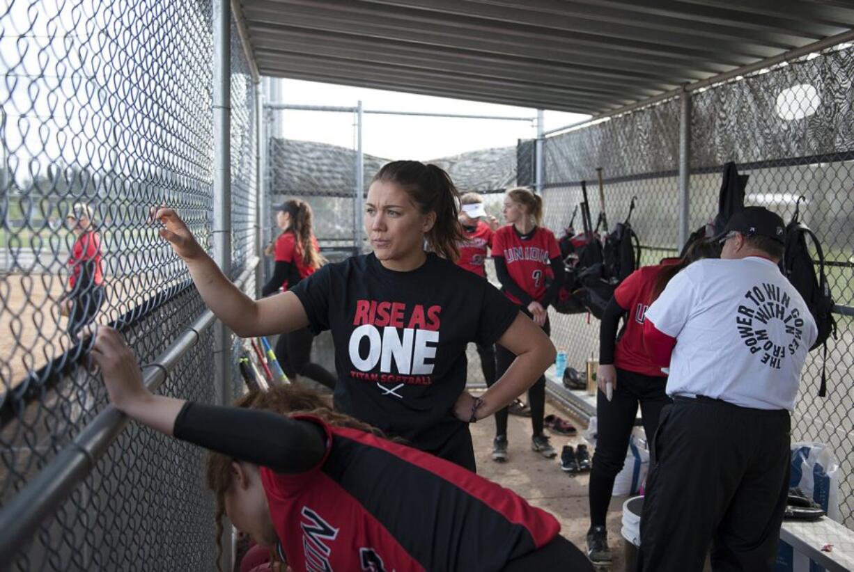 A knee injury has relegated Mo Spieth to the role of part-cheerleader, part-coach on the Union softball team for her senior season.