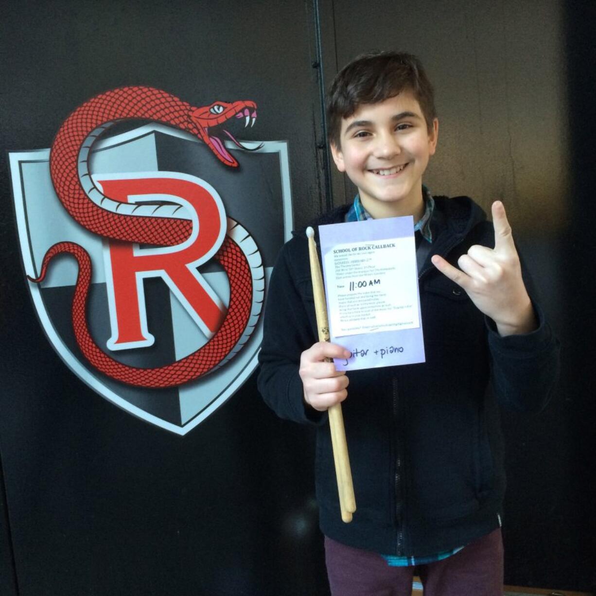 Courtesy of Janett Mendoza 
 Dominic Mendoza auditioning for the Broadway musical &quot;School of Rock&quot; in New York City. (Jessica Fallon Gordon Photography)