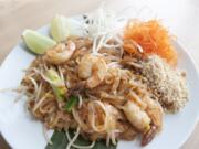 Pad Thai with shrimp is served April 5 at Thai Wok Kitchen in Vancouver. The restaurant opened about a month ago. The pad Thai is gluten-free.