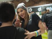 Leanne Reid communicates the new &quot;Weed Can Wait&quot; message as part of a kickoff event at Vancouver&#039;s Discovery Middle School Wednesday.