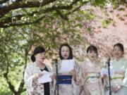 Vocalists Tomoko Parsons, from left, Maki Polley, Saichko Mizunoya and Yukiko Vossen sing the &quot;Song of Spring&quot; at Clark College&#039;s annual Sakura Festival on Thursday.