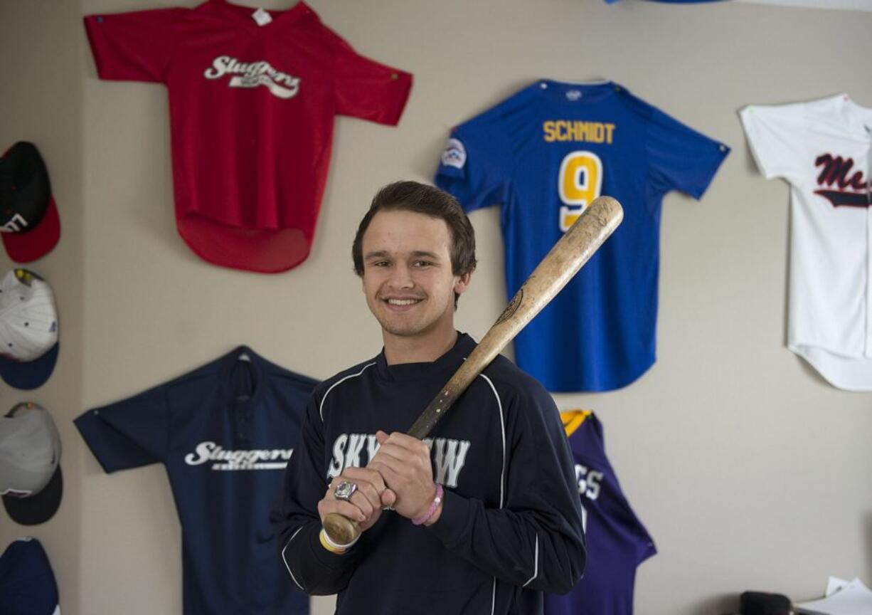 Skyview's Avery Schmidt, 18, is pictured in his bedroom Tuesday afternoon, April 5, 2016 in Northwest Vancouver.