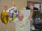 Camas: Jack Buchholz, 96, enjoys his surprise birthday celebration at LaCamas Swim &amp; Sport.