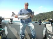 Gary Baker of Olympia with a Buoy 10 chinook.