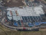 An aerial view of the Cowlitz Tribe’s $510 million casino project under construction along the west side of Interstate 5 at Exit 16. Tribal leaders say they hope most jobs at the casino will go to tribal members and Southwest Washington residents.