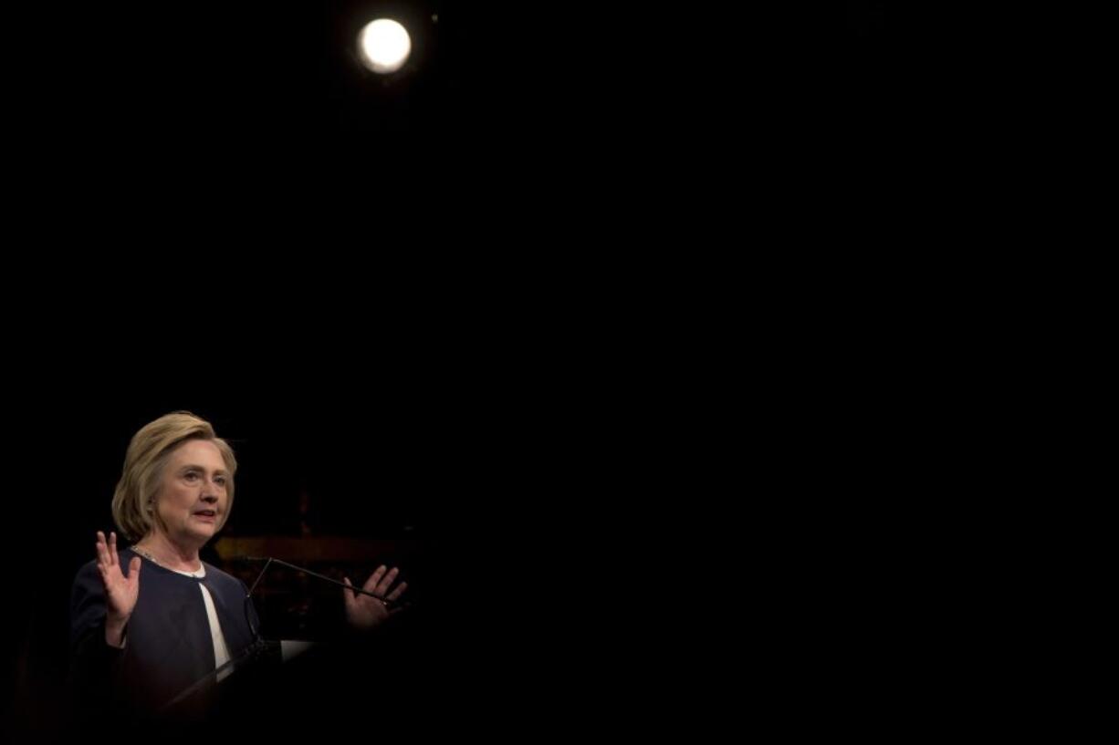 Democratic presidential candidate Hillary Clinton speaks during the Eagle Academy Foundation&#039;s annual fundraising breakfast, Friday, April 29, 2016, in New York.