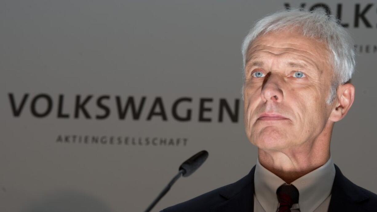 CEO of Volkswagen Matthias Mueller speaks at a news conference Friday in Wolfsburg, Germany.