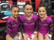 Naydenov Level 10 gymnasts Brooke Donabedian, Shaela Ausmus, and Alma Mintier-Vegh.