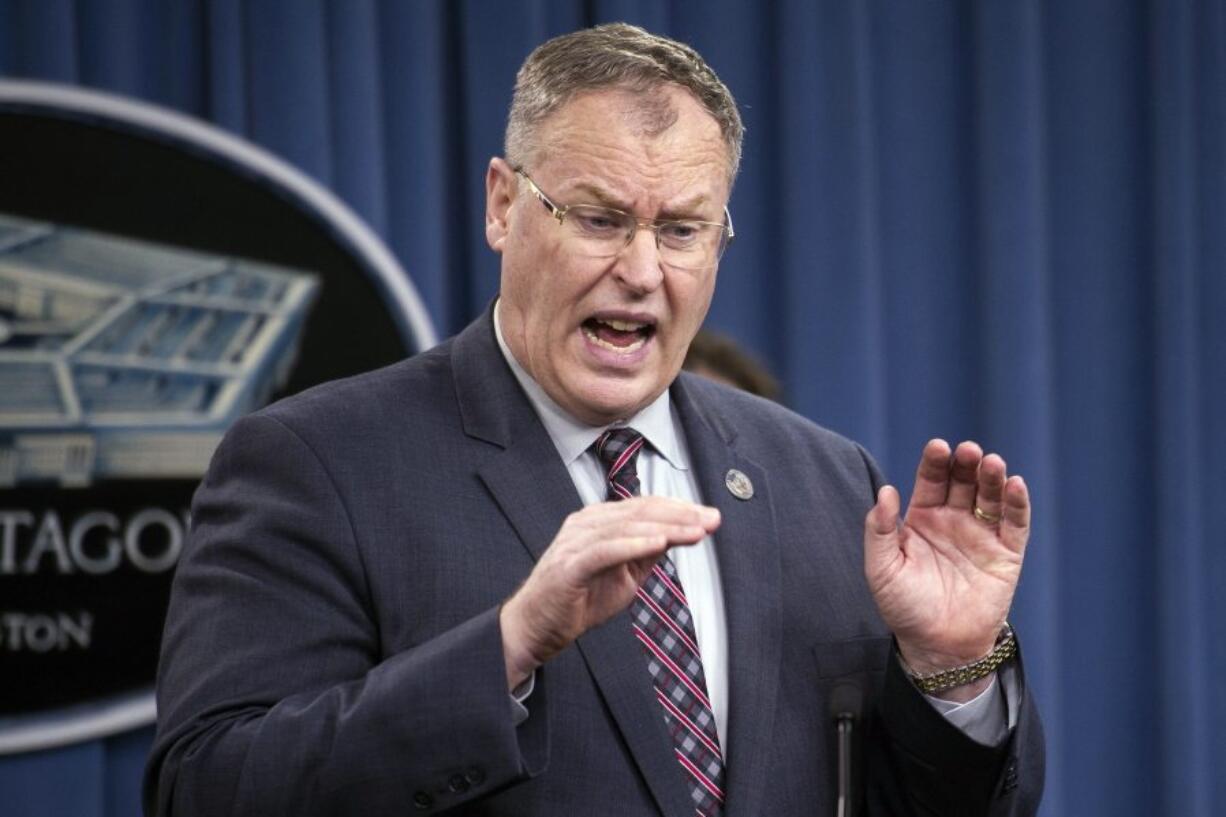 Deputy Secretary of Defense Robert Work speaks at the Pentagon.