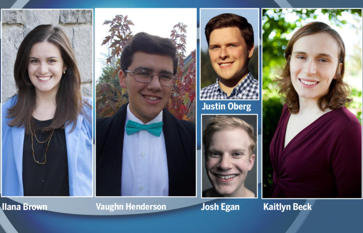 Millennial candidates, all Democrats from Vancouver: Ilana Brown, 21, for state representative, Position 2 in the 18th Legislative District; Vaughn Henderson, 19, for the state Senate seat in the 49th Legislative District; Justin Oberg, 23, for state representative, Position 1 in the 18th Legislative District; Josh Egan, 21, for state representative, Position 1 in the 17th Legislative District; and Kaitlyn Beck, 20, for state representative, Position 1 in the 49th Legislative District.