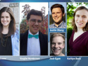 Millennial candidates, all Democrats from Vancouver: Ilana Brown, 21, for state representative, Position 2 in the 18th Legislative District; Vaughn Henderson, 19, for the state Senate seat in the 49th Legislative District; Justin Oberg, 23, for state representative, Position 1 in the 18th Legislative District; Josh Egan, 21, for state representative, Position 1 in the 17th Legislative District; and Kaitlyn Beck, 20, for state representative, Position 1 in the 49th Legislative District.