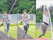 Michael Schmidt practices pole vaulting at Prairie High School.