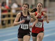 Seattle Pacific&#039;s Lynelle Decker, left, and Shannon Porter of Saint Martin&#039;s, here during the Great Northwest Athletic Conference 2015 indoor championships, finished 1-2 in the GNAC outdoor 1,500 meters Saturday.